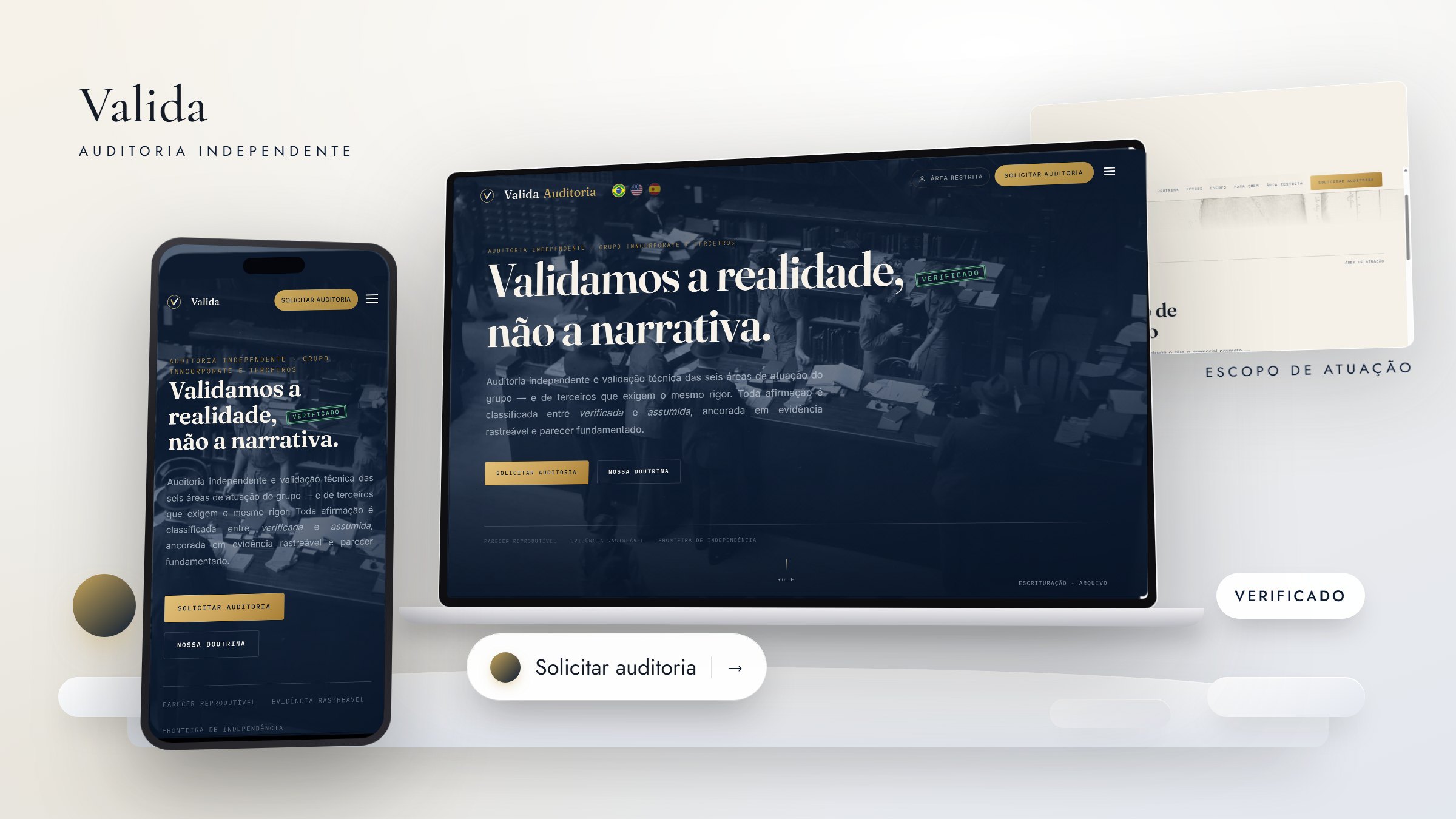 As telas do site em computador e celular